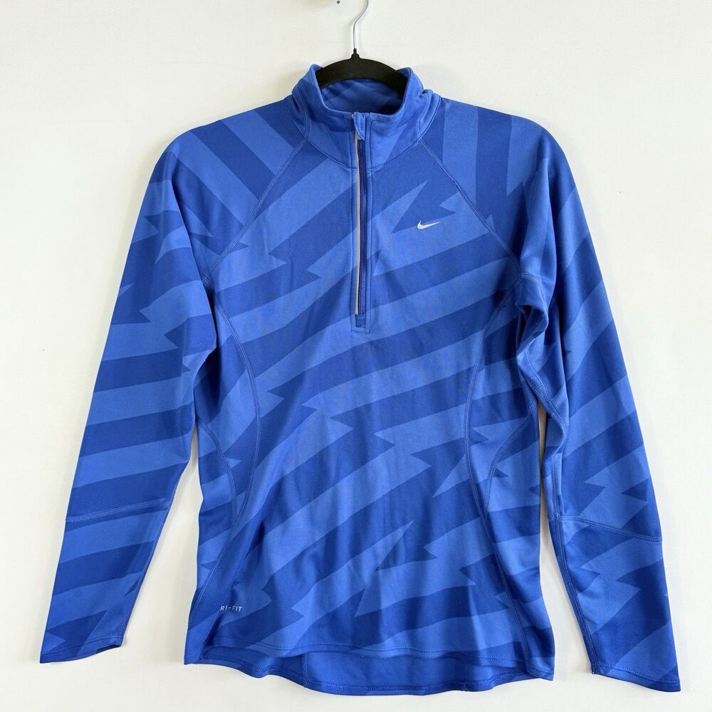Nike Dri-Fit Half Zip Track Jacket Women Small Blue Two Tone Lightweight‎ Active